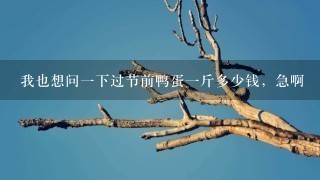 我也想问1下过节前鸭蛋1斤多少钱,急啊 我也想问1下过节前鸭蛋1斤多少钱,急啊