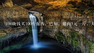 100块钱买100斤东西,已知,猪肉5元1斤,大米1.9元 100块钱买100斤东西,已知,猪肉5元1斤,大米1.9元